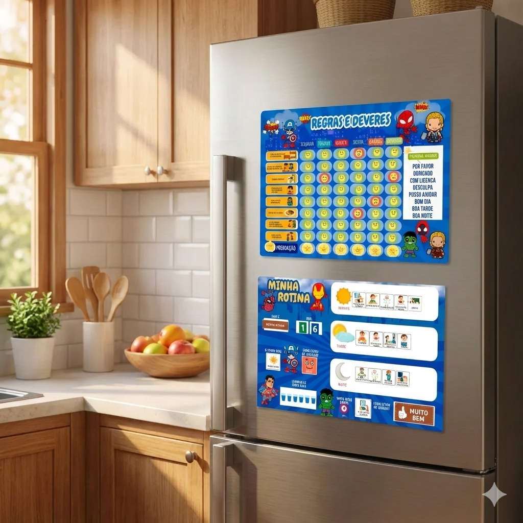 Kit Quadro De Rotina + Quadro De Incentivo + Brinde Heróis