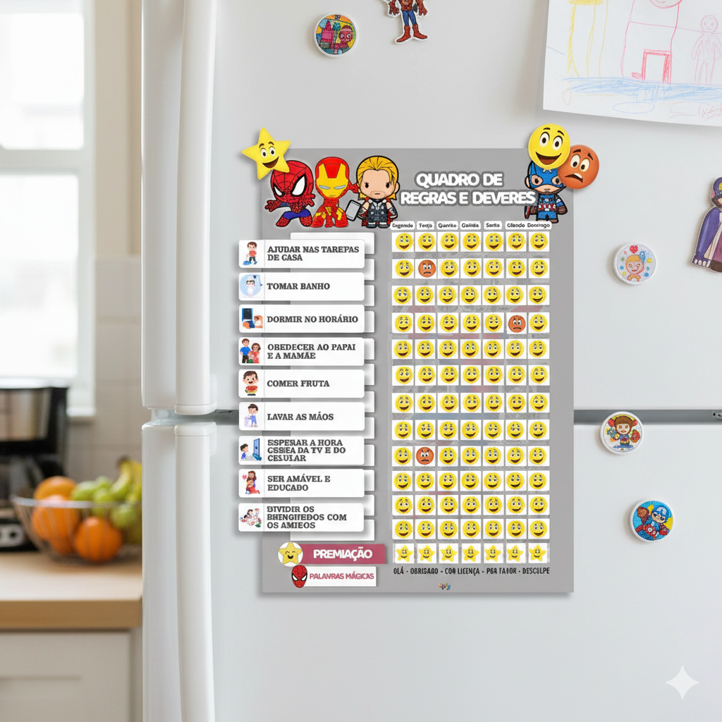 Quadro De Incentivo Infantil Heróis
