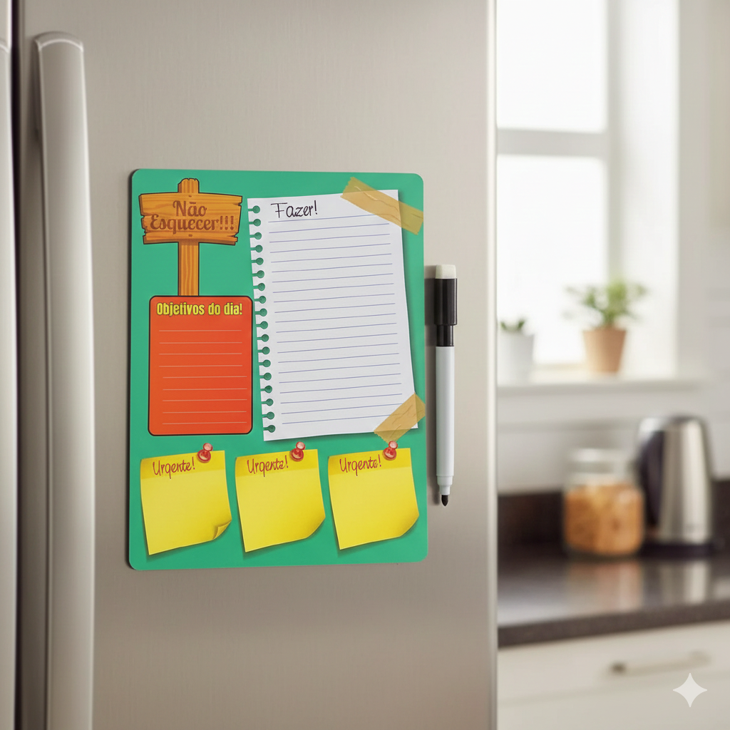 Ímã De Geladeira Porta Recados Planner Anotações Recados