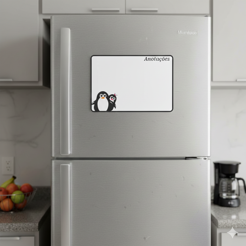 Lousa Magnética Geladeira A4 Pg01 Cor Branco Pinguim