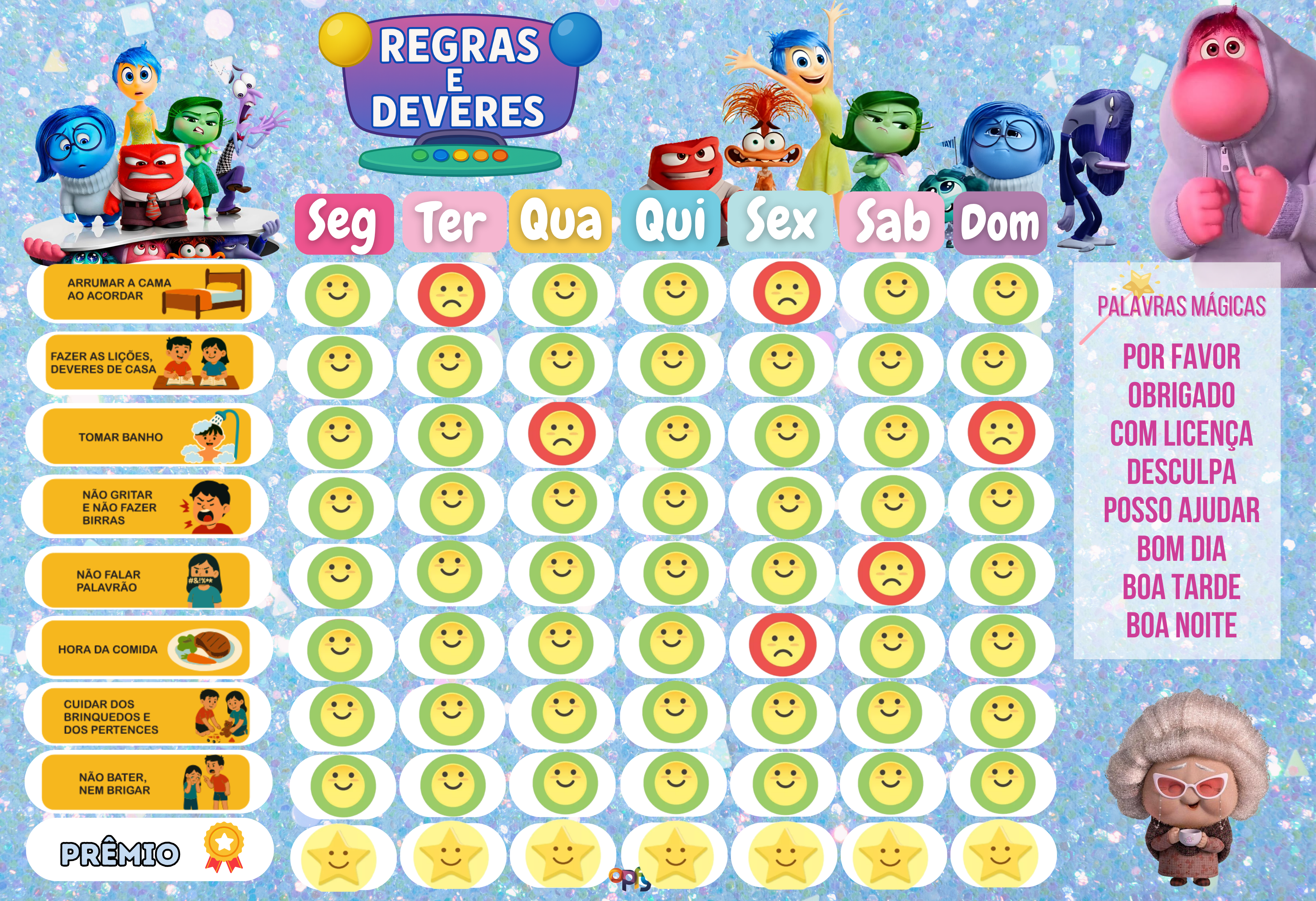 Kit Quadro De Tarefas + Quadro De Rotina Tema Divertidamente