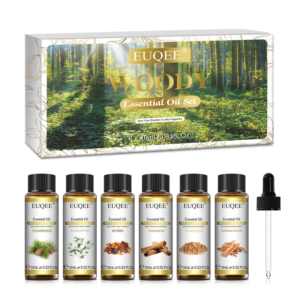 Kit Óleos Essenciais EUQEE: Aromaterapia Floral com 6x10ml!