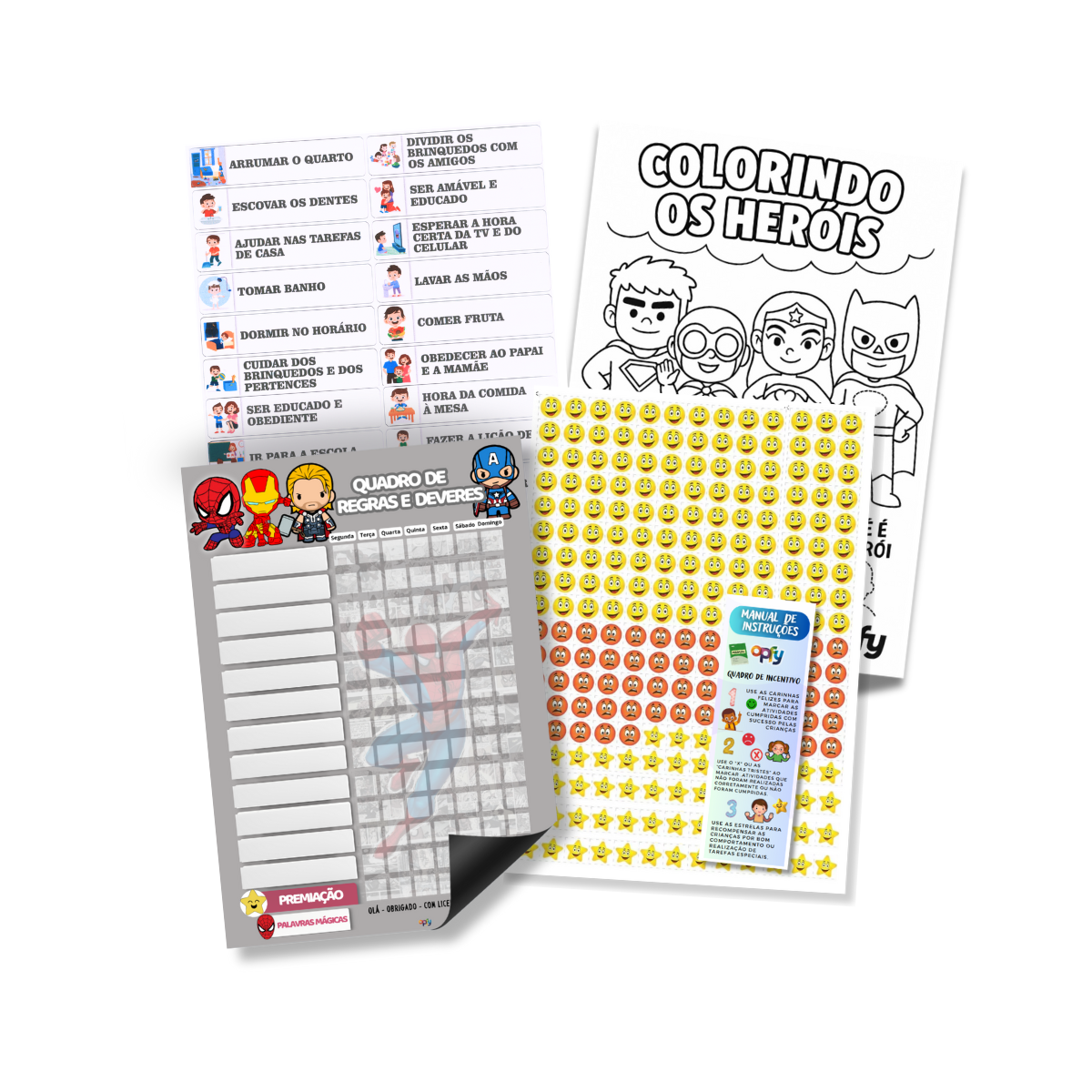 Quadro De Incentivo Infantil Heróis