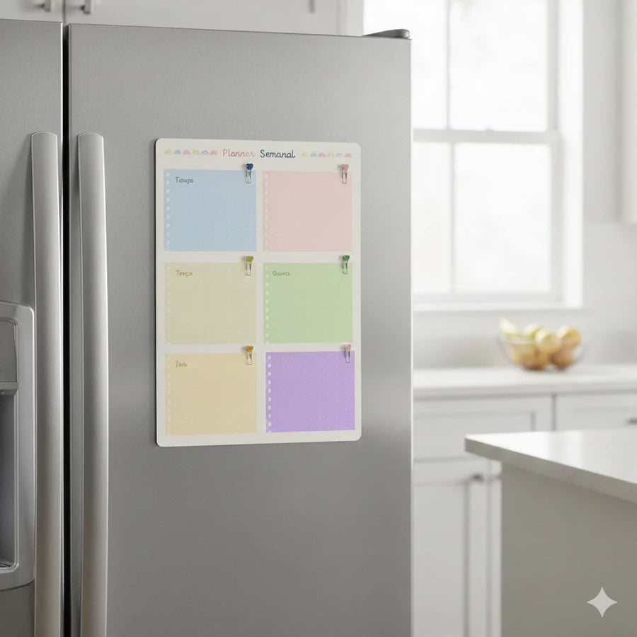 Planner Semanal Mensal Magnetico Ima De Geladeira Com Caneta