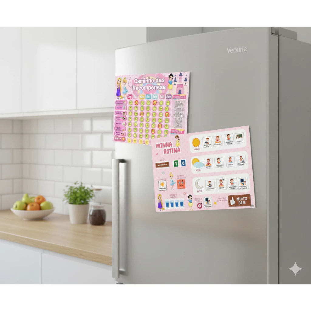 Kit Quadro De Rotina + Quadro De Incentivo Tema Princesas