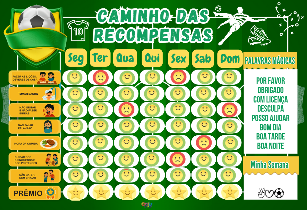 Kit Quadro De Rotina + Quadro De Tarefas Infantil Tema Futebol