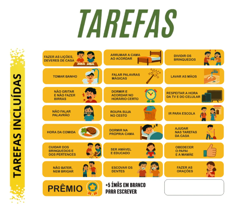Quadro De Tarefas E Incentivo Infantil Labubu