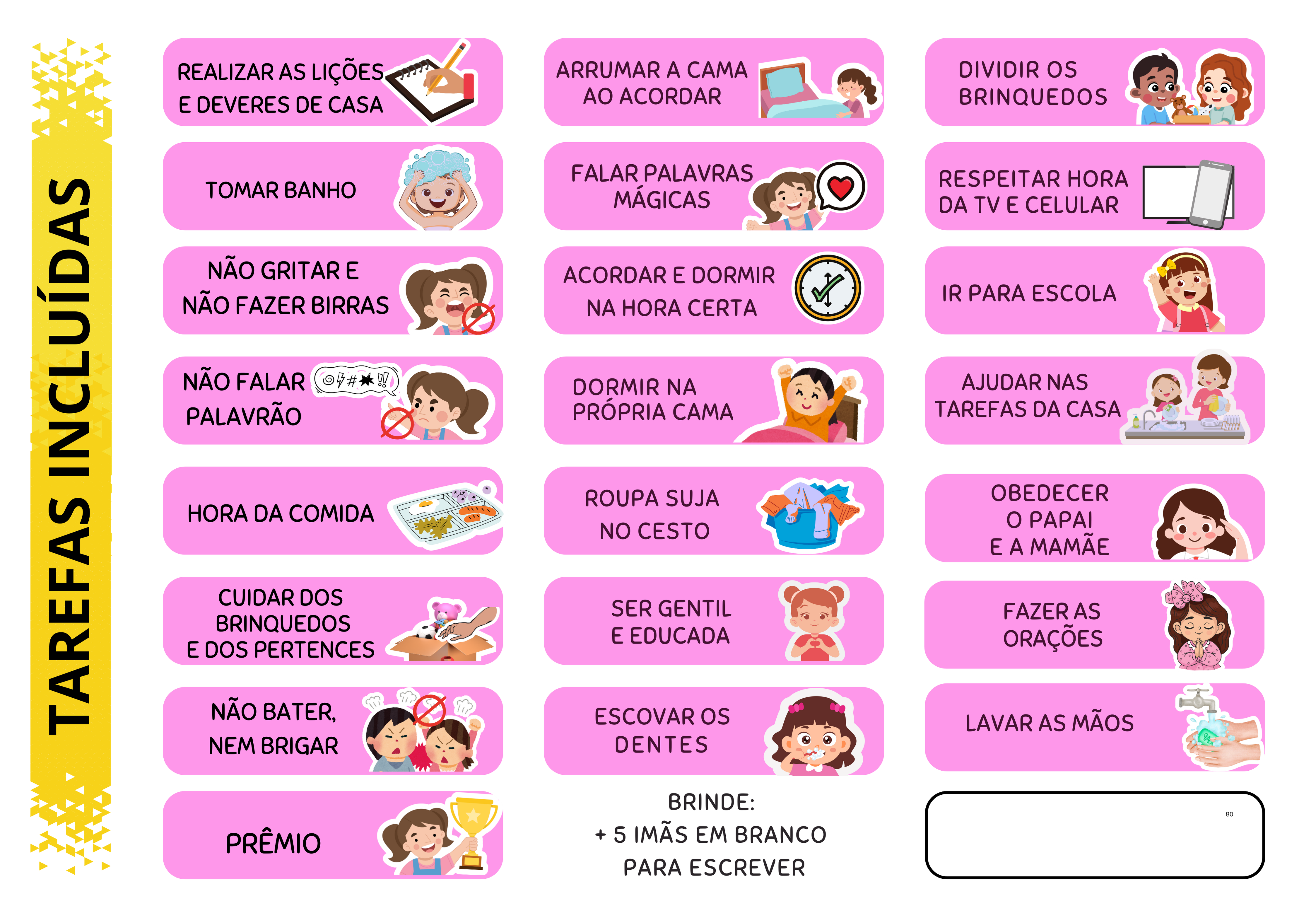 Quadro De Rotina Infantil Incentivo Atividade Unicórnio